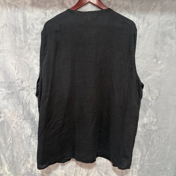 FLAX 100% Linen Tunic Top Lagenlook Oversized Pin-Tuck Shirt Black Size L - Picture 5 of 12